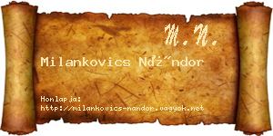 Milankovics Nándor névjegykártya